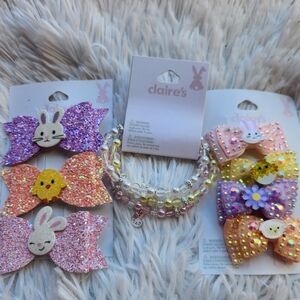 Claire's Kids Glitter Bow Hair Clips - Pink, Yellow, Purple